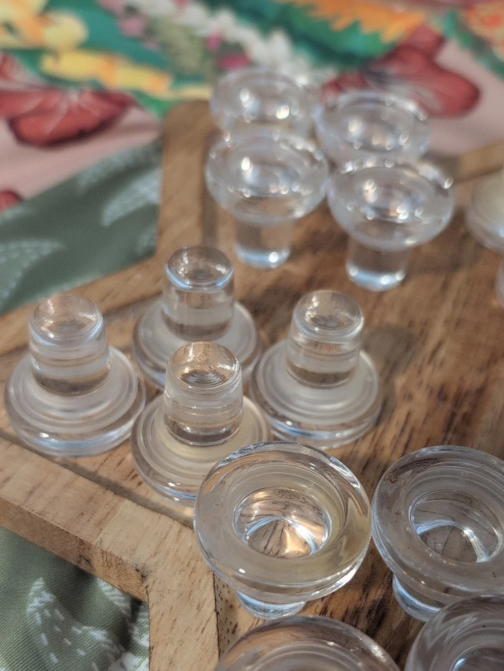 24 Vintage clear glass bottle stoppers (often used for wine bottles, decanters,